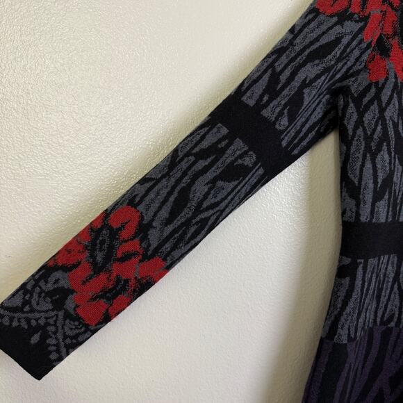 Icelandic Designs Cardigan Sweater Womens Small Wool Floral Gray Full Zip Knit * - Picture 6 of 10